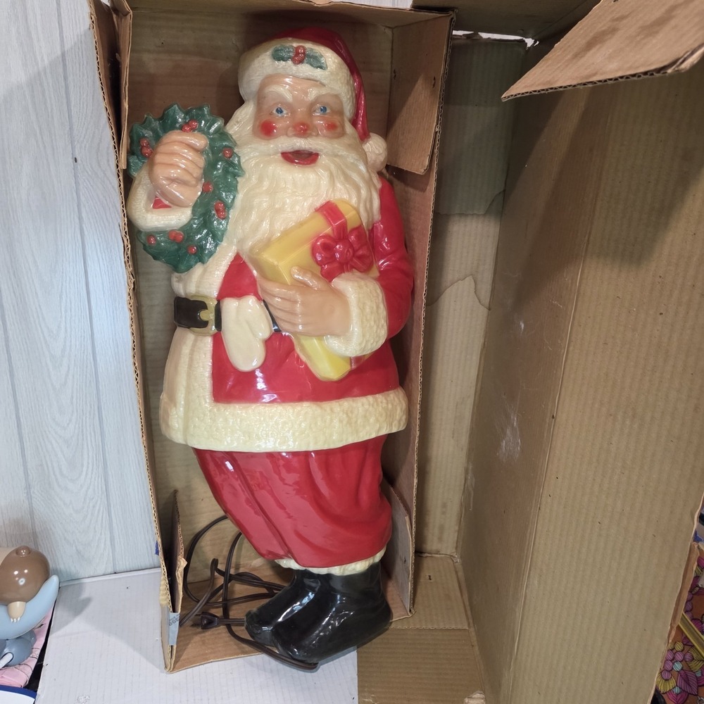 1952 Noma Flat Back Santa Claus 30" Hanging Blow Mold Working!
